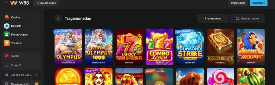 El catálogo de juegos de W88 casino Peru